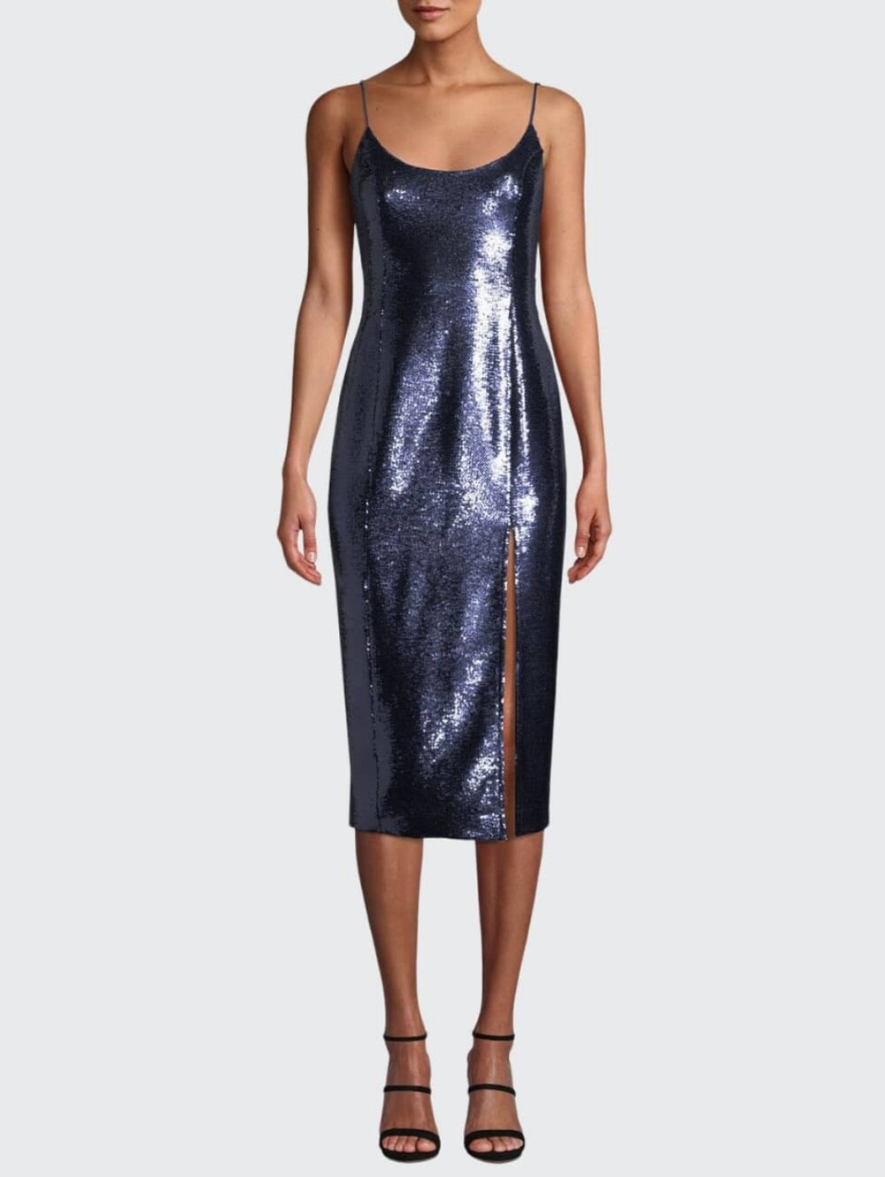 Misha Collection Avery Sleeveless Sequin Slip Cocktail Dress with Side Slit Sz 4
